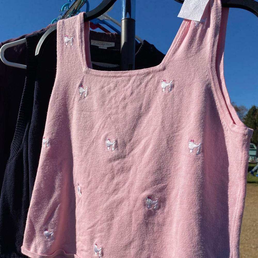 Vintage pink poodle crop top.